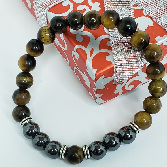 New Design Tiger Eye & Onyx Natural Stone Bracelets Available in 4 Colors. - Picture 5 of 9